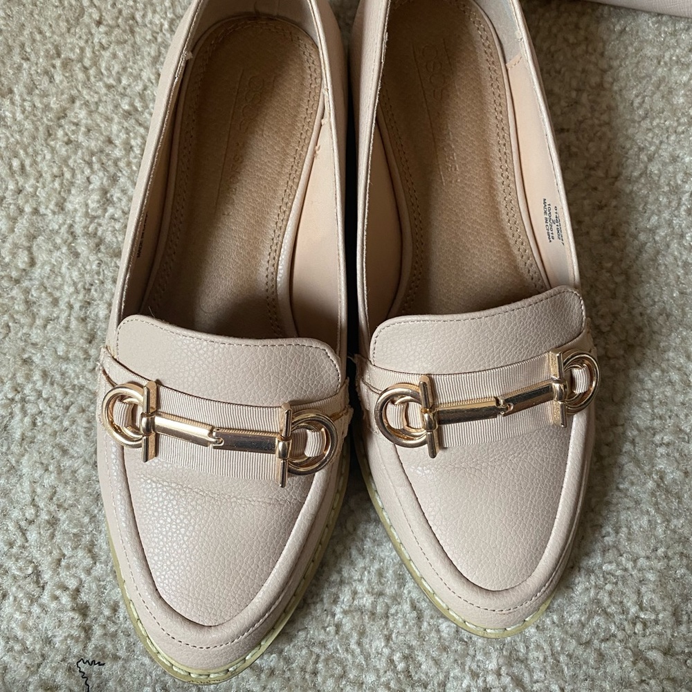 ASOS Pink Horsebit Loafers with Rose Gold Hardware
